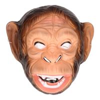Plastic apen dieren verkleed masker voor volwassenen   -