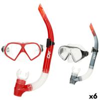 Snorkelbril en -buis voor Kinderen AquaSport Rood Grijs (6 Stuks)