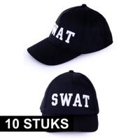 Politie SWAT baseball cap pet - 10x - verkleedkleding - volwassenen - hoedje - carnaval accessoires