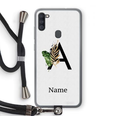 Charcoal Flora: Samsung Galaxy A11 Transparant Hoesje met koord