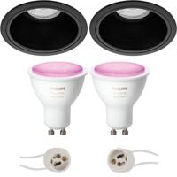 Philips Hue LED Inbouwspot Set Ø90mm - Mat Zwart - White and Color Ambiance