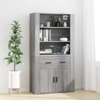 Hoge kast bewerkt hout grijs sonoma eikenkleurig