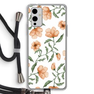 Peachy flowers: OnePlus 9 Transparant Hoesje met koord