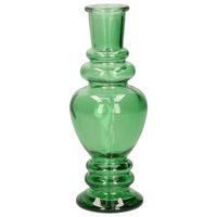 Bloemenvaas Venice - voor kleine stelen/boeketten - gekleurd glas - helder groen - D5,7 x H15 cm