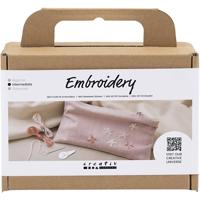 Creativ Company Mini hobbyset borduurwerk, clutch-tas, dusty rose, 1 doos