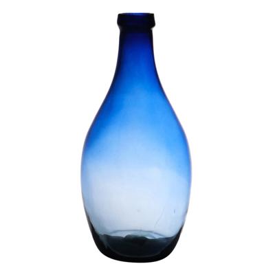 Bloemenvaas Luna Elegance - transparant blauw glas - D19 x H37 cm - sierlijk flessenhals model