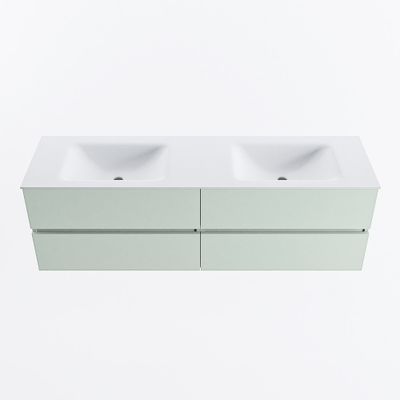 MONDIAZ VICA 160cm badmeubel onderkast Greey 4 lades. Wastafel CLOUD dubbel 2 kraangaten, kleur Talc.