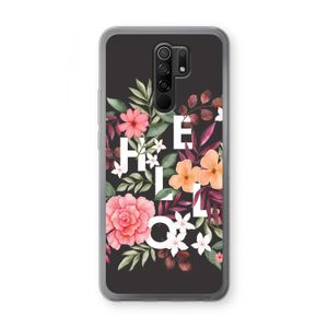 Hello in flowers: Xiaomi Redmi 9 Transparant Hoesje