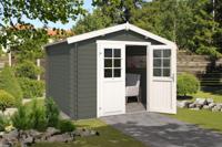 Outdoor Life Norah Blokhut 295x295 cm 28 mm vuren Green Grey-Wit gecoat- Zadeldak- - Outdoor Life Outdoor Life Norah Blokhut 295x295 cm 28 mm vuren Green Grey-Wit gecoat- Zadeldak- - Outdoor Life