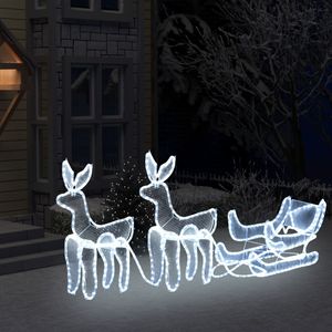 VidaXL Kerstverlichting 2 rendieren en slee met mesh 648 led&apos;s
