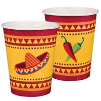 Mexico thema bekertjes - 10x stuks - papier - 210 ml - Mexicaanse versiering Mexico thema bekertjes - 10x stuks - papier - 210 ml - Mexicaanse versiering