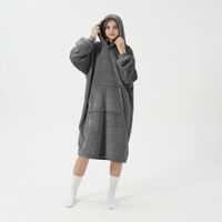 SHERRY - Oversized Hoodie - 70x110 cm - Hoodie & deken in één – heerlijke, grote fleece hoodie deken - Charcoal Gray - a