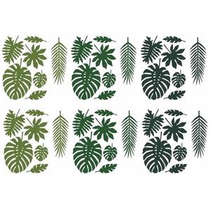 Hawaii decoratie palmboom bladeren - set 42x stuks - 15 x 25 cm per vel