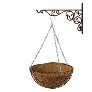 Hanging basket 35 cm met ijzeren muurhaak en kokos inlegvel