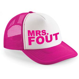 Foute party snapback/cap - mrs.fout - roze/wit - pet - dames - feestkleding