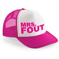 Foute party snapback/cap - mrs.fout - roze/wit - pet - dames - feestkleding - thumbnail