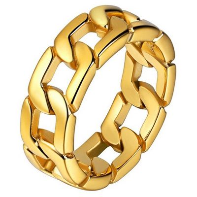 Edelstaal heren ring Cuban Link Goudkleurig-21.5mm