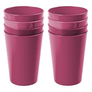 Onbreekbare drinkglazen - set 8x stuks - kunststof - fuchsia roze - 300 ml - camping/outdoor/kindere