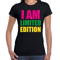 I am limited edition fun tekst t-shirt zwart dames