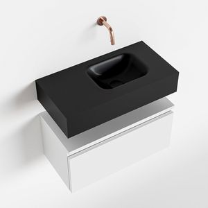 Toiletmeubel Mondiaz Andor | 60 cm | Meubelkleur Talc | Lex vrijhangend wastafel Urban Rechts | Zonder kraangat