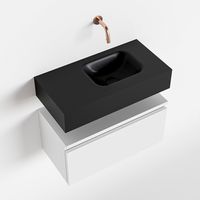 Toiletmeubel Mondiaz Andor | 60 cm | Meubelkleur Talc | Lex vrijhangend wastafel Urban Rechts | Zonder kraangat