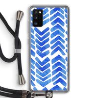 Blauwe pijlen: Samsung Galaxy A41 Transparant Hoesje met koord