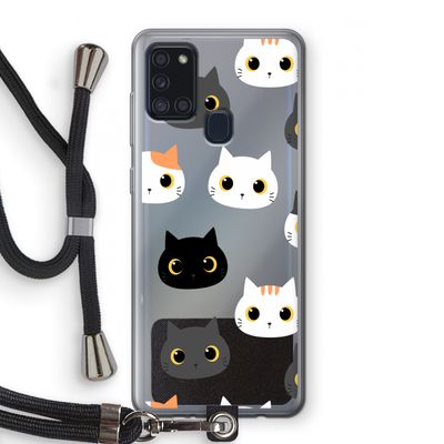 Katten: Samsung Galaxy A21s Transparant Hoesje met koord