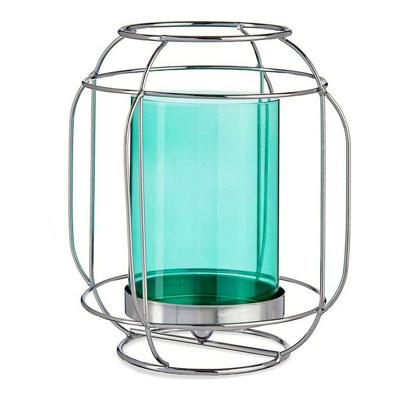 Kaarshouder Gift Decor SW120663B SW120663B Blauw Zilverkleurig Zilver Metaal Glas 19 x 20 x 19 cm Lykta
