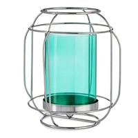 Kaarshouder Gift Decor SW120663B SW120663B Blauw Zilverkleurig Zilver Metaal Glas 19 x 20 x 19 cm Lykta