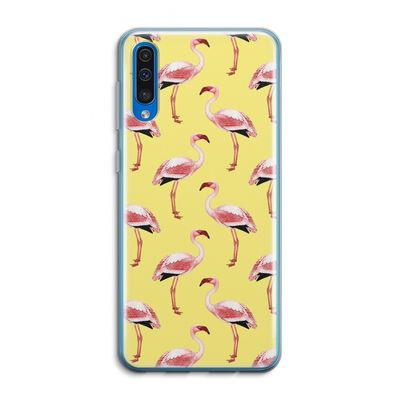 Flamingo's geel: Samsung Galaxy A50 Transparant Hoesje