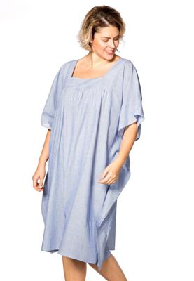 Yoek Tunic-blouse square STRIPE | Blauw | Maat Plus