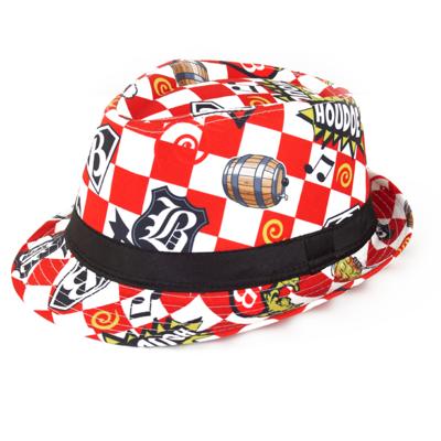 Carnaval hoedje Kojak - rood/wit geblokt - Brabant thema - Carnaval/themafeestjes
