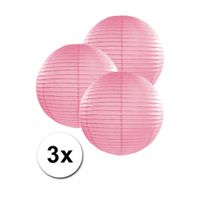 Voordeelverpakking met 3 roze lampionnen 25 cm - thumbnail