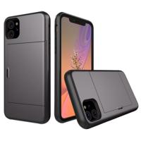 Schokbestendig Rugged Armor beschermhoes met kaartsleuf voor iPhone 11 (grijs)