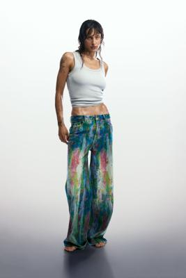 spijkerbroek wide leg splatter - BLUE - 34