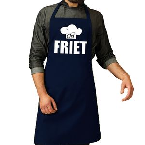 Chef friet schort / keukenschort navy heren   -