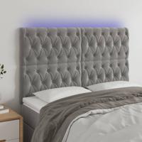 Hoofdbord LED 144x7x118/128 cm fluweel lichtgrijs