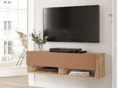 Tv-meubel FRULINO 100 cm 2 klapdeuren atlantische pijnboom/roest