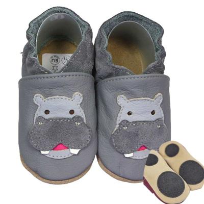 Hobea babyslofjes extra antislip Nilpferd grau-24-25