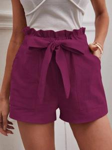 Casual Cotton And Linen Plain Regular Fit Shorts