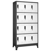 Lockerkast 90x45x180 cm staal antracietkleurig en wit