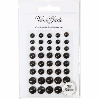 Hobby/knutsel kristal plaksteentjes - 40x stuks - zwart - strass steentjes - Plak juwelen