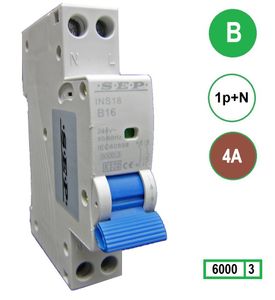 SEP Installatie automaat B04 1polig+n 6kA 18mm breed
