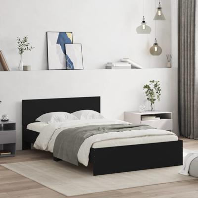 Bedframe met hoofdeinde zwart 135x190 cm