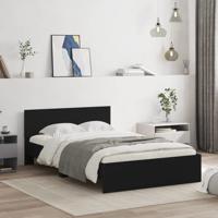 Bedframe met hoofdeinde zwart 135x190 cm