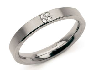 Boccia 0120-01 Ring Titanium-Diamant zilverkleurig 3,2 mm 4 x 0,02 crt Maat 58