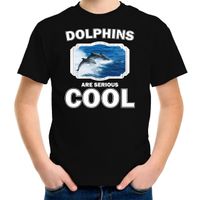 Dieren dolfijn groep t-shirt zwart kinderen - dolphins are cool shirt jongens en meisjes