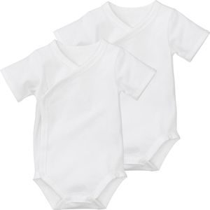 HEMA Overslag Romper Organic Katoen Stretch - 2 Stuks Wit (wit)