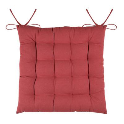 Stof Textile stoelkussens DUO - terracotta - 38 x 38 x 3.5 cm - touwtjes sluiting