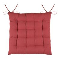 Stof Textile stoelkussens DUO - terracotta - 38 x 38 x 3.5 cm - touwtjes sluiting